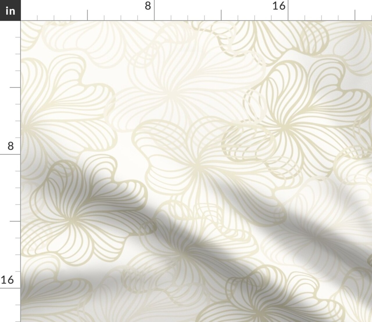 Floral Flower Botanical Lines Neutral Coastal Cream Beige White Custom Printed Fabric by Spoonflower Various Fabrics by the Yard or Fat Quarter